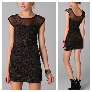 NWT FREE PEOPLE Starlight Gold Filigree Dress L